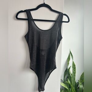 Superdown Glittery Black Bodysuit